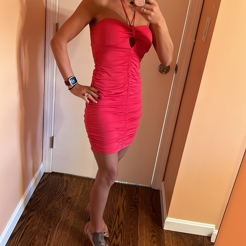 Hot pink mini dress